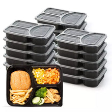 Load image into Gallery viewer, Set of 7 - 3 Compartment Meal Prep Container 7 Pcs, Microwaveable, Durable, Reusable, Dishwasher Safe